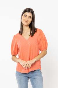 Seeking Lola Worthy Top - Coral Broderie