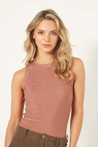 Womenswear: Lemon Tree Eva Glitter Tank - Rose Gold