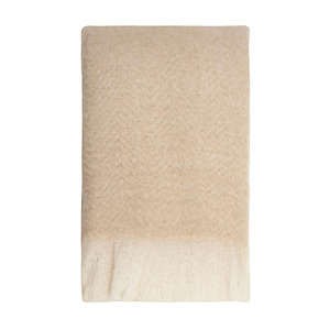 Linens & More Bliss Mohair Wool Blend Throw - Bone White