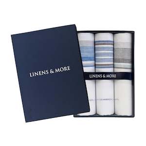 Linens and More Mens 3 Hankies Striped