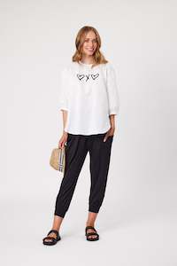 Womenswear: Classified Santorini Linen Blend Top - White heart X