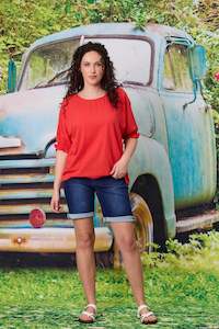 Classified Santorini Linen Blend Top - Coral