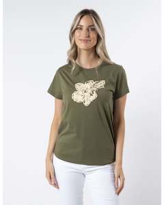 Stella + Gemma T-Shirt - Khaki Petal Garden