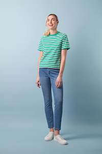 Womenswear: Charlie Jane Heathcote Tee - Green/White