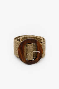 Antler - Rattan Belt Straw Wide Round Buckle