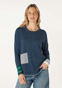 Z & P Birdseye Trim Jumper - Denim