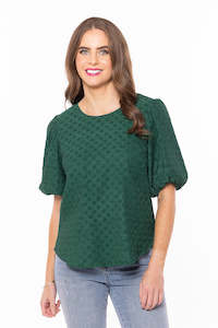 Womenswear: Seeking Lola Carefree Top - Emerald Crinkle