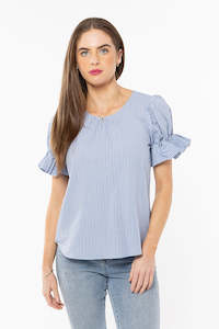 Womenswear: Seeking Lola Vibrant  Top - Ocean