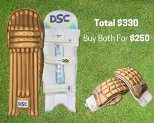 DSC GOLDEN BATTING PADS AND GLOVES COMBO – MENS