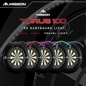 Dartboard Equipment: MISSION TORUS 100 | COLOURED PORTABLE DARTBOARD LIGHT