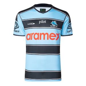 Mens Women Nrl: CLASSIC SHARKS MENS PRO WARM UP TEE 2025