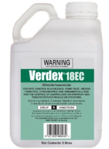 Agricultural machinery or equipment wholesaling: Verdex Abamectin Insecticide 5L miticide