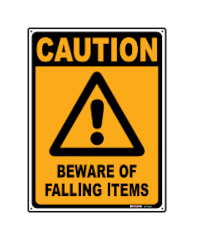 Sign Beware of Falling Items 300x400