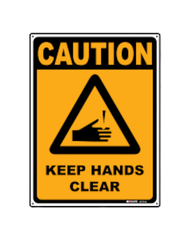 Sign Caution Keep Hands Clear 225x300mm