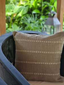 Spring Living: Linen Cushion Cover - Khaki Stitch