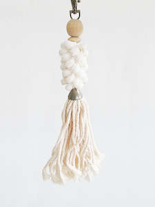 Key Ring with Shell Macrame and Tassel