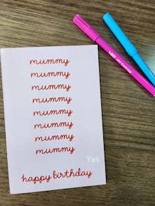 Mummy on repeat birthday card