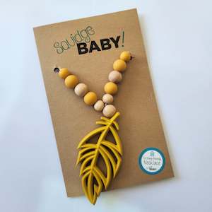 Feather teething-friendly necklace