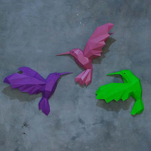 Room Decor: Papercraft Origami kit - Hummingbird (set of 3)