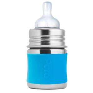 Essentials: Pura Kiki 150ml INFANT Stainless Steel Bottle - Aqua sleeve