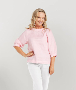 Blackstone Plain Linen Top Pink