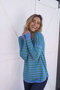 Betty Basics Sophie Knit Green/Blue Stripe