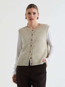 Button Front Vest Oat