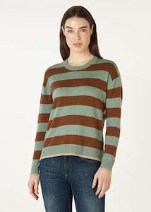 Block Stripe Crew Moss