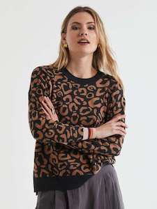 Womenswear: LD & Co Leopard Crew Charcoal