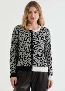 LD & Co Leopard Cardi Grey