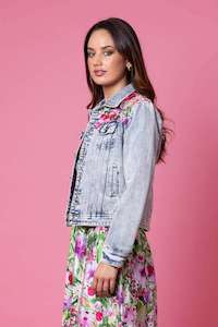 Augustine Maggie Denim Jacket Pink Lace