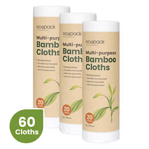 Home & Garden: Ecopack Multi-Purpose Bamboo Cloths Bundle (3 Rolls/60 Cloths)