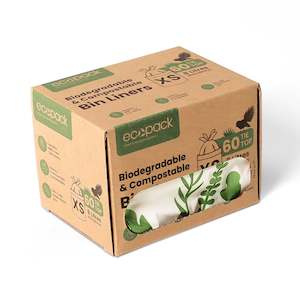 Bin Liners: Ecopack 8L XS Compostable Caddy Liners (1 Box/60 Bags)