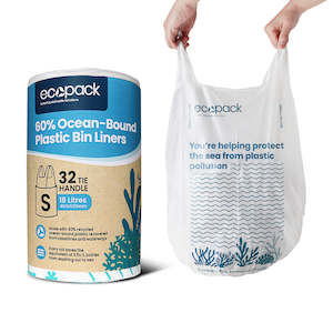 Ecopack 18L Small Recycled Ocean-Bound Plastic Bin Liners (1 Roll/32 Bags)