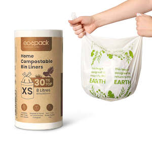 Ecopack 8L XS Compostable Caddy Liners (1 Roll/30 Bags)