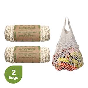 Ecopack Fairtrade & Organic Cotton String Bag with Short Handle (2 Bags)