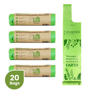 Ecopack 60L XL Compostable Garbage Bin Liners (4 Rolls/20 Bags)