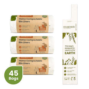 Ecopack 36L Large Compostable Bin Liners (3 Rolls/45 Bags)