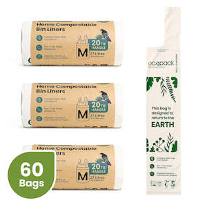 Ecopack 27L Medium Compostable Bin Liners (3 Rolls/60 Bags)