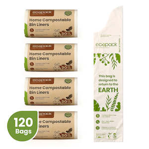 Ecopack 8L XS Compostable Caddy Liners (4 Rolls/120 Bags)