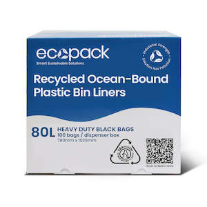 Ecopack 80L Recycled Plastic Bin Liners in Dispenser Box (1 Box/100 Bags)