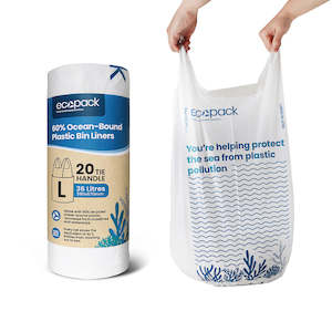 Ecopack 36L Large Recycled Plastic Bin Liners (1 Roll/20 Bags)