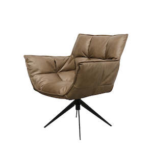 Furniture: Dallas swivel armchair in brown leather