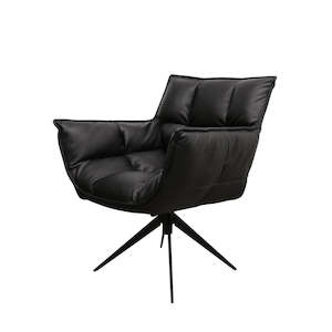 Dallas swivel armchair in black leather