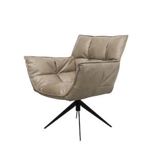 Dallas swivel armchair in beige leather