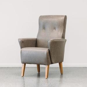 Furniture: Lily leather armchair in coronet grey