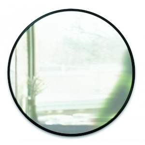 Furniture: Umbra Hub Circle Wall Mirror Black- 940mm