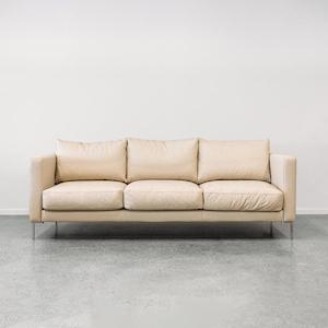 Furniture: Monterey Leather 3 Seat Sofa - Matisse Chalk