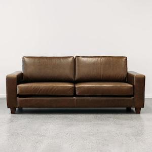 Furniture: Coco leather sofa in greenstone monarch