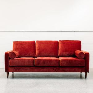 Furniture: Chanel sofa in theadora rouge